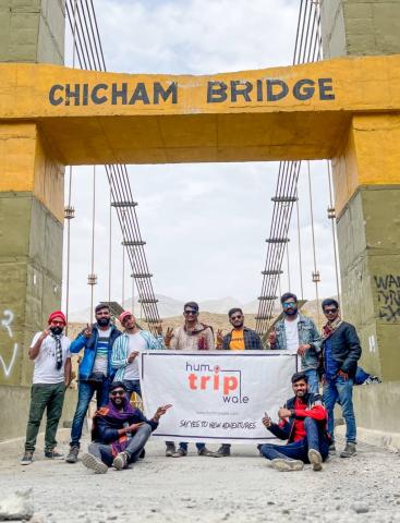 HumTripWale group at Chicham Bridge, Spiti